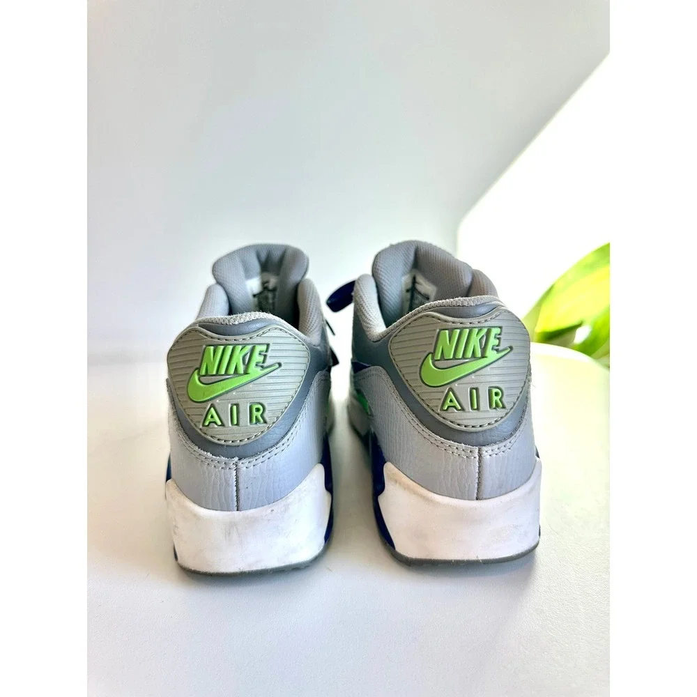 Nike Air Max 90 Wolf‎ Grey Deep Royal Blue Electric Green 724821-005 Kids 6Y